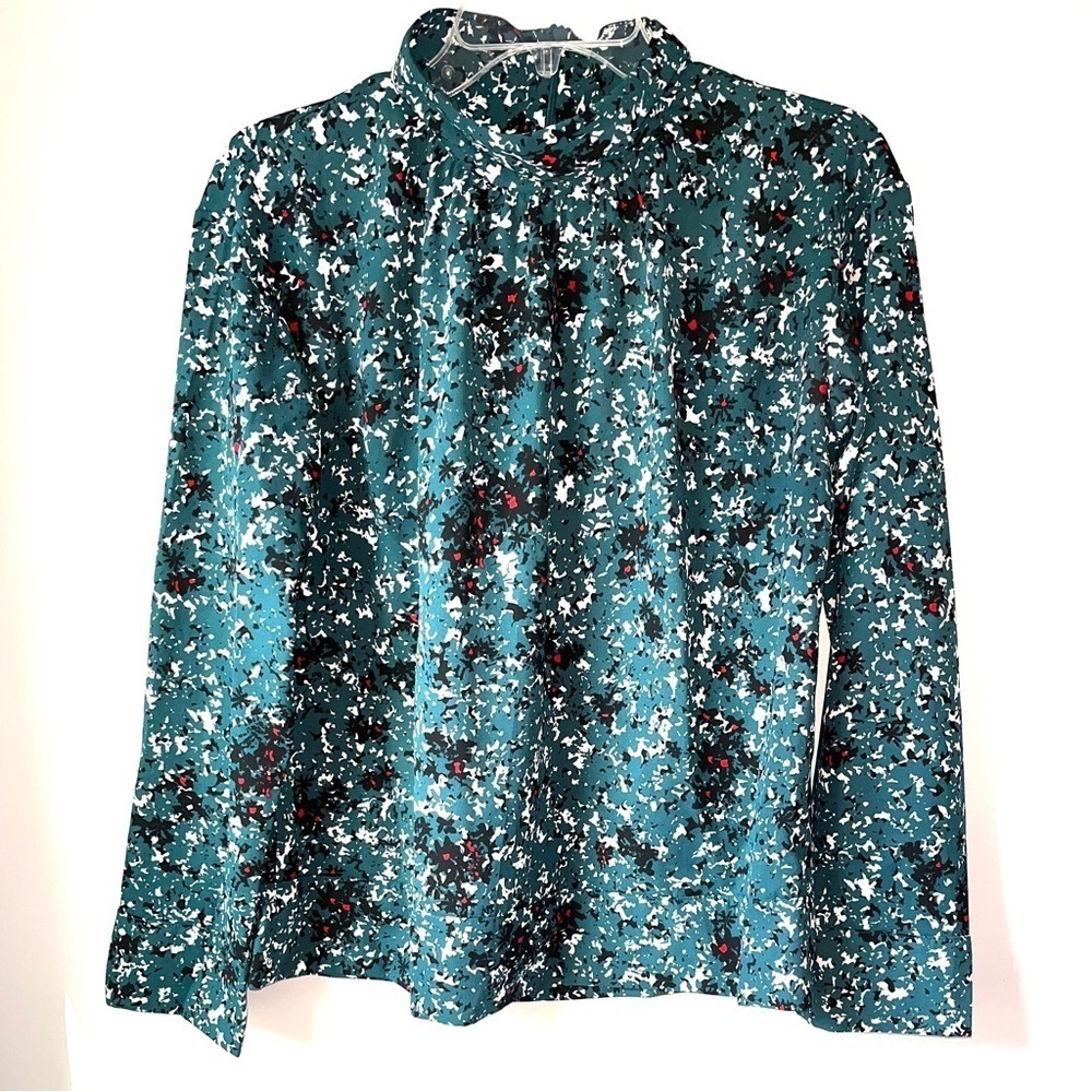 Elizabeth and James Teal Turtleneck Blouse - Picture 3 of 9